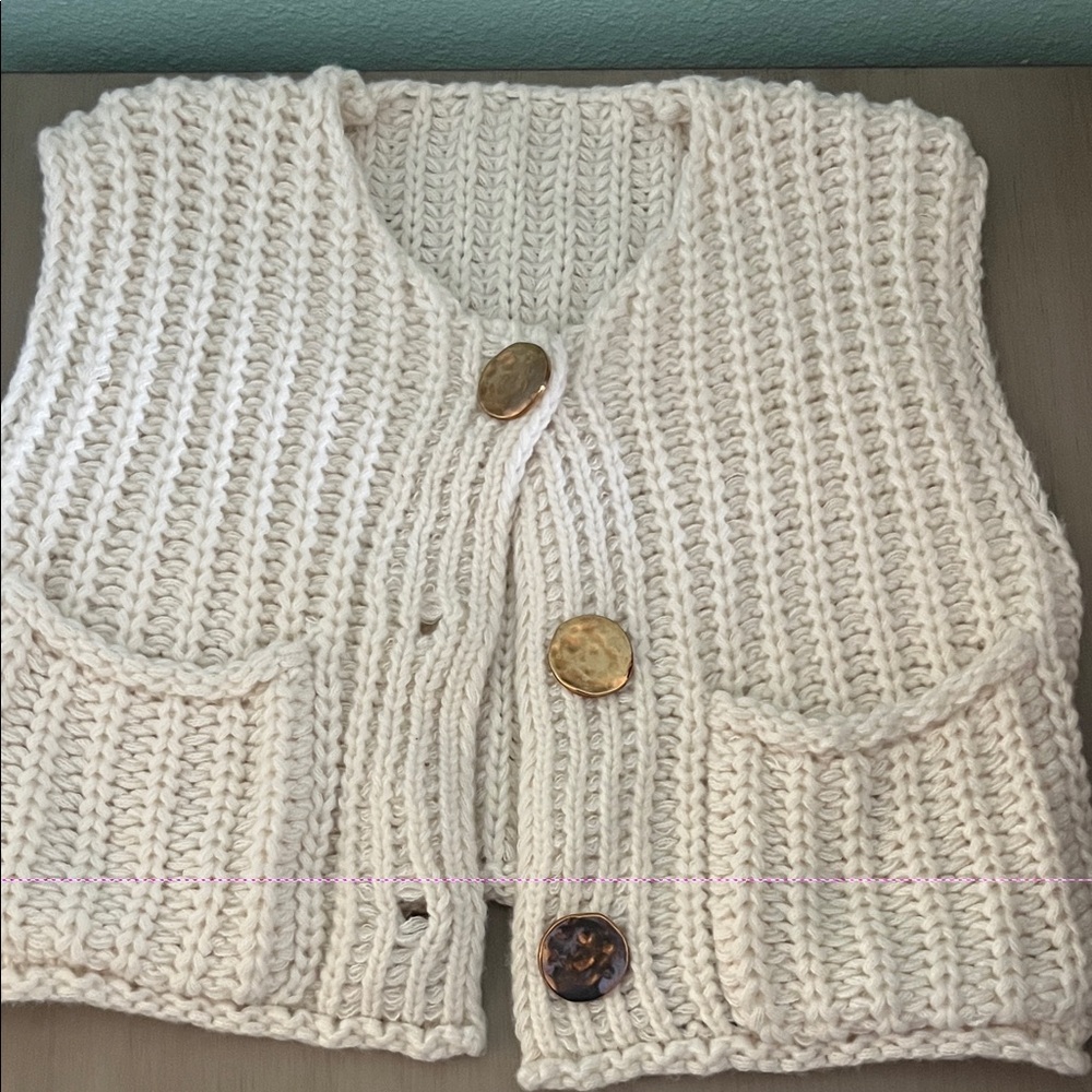 Amazon Cream Knit Cardigan Vest